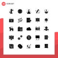 Solid Glyph Pack of 25 Universal Symbols of tablet, darwing, management, pencil, test Royalty Free Stock Photo
