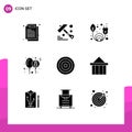 9 User Interface Solid Glyph Pack of modern Signs and Symbols of user, interface, green energy, basic, party