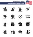 Solid Glyph Pack of 16 USA Independence Day Symbols of american; bloons; statue; bloon; star