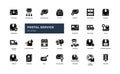 Solid glyph postal service icons for mail shipping and logistics Royalty Free Stock Photo