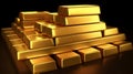 Solid gold bullion bars in a stack inside a bank vault Royalty Free Stock Photo