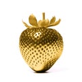 A solid gold strawberry against a white background, radiating luxury, Ai Generated