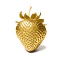 A solid gold strawberry against a white background, radiating luxury, Ai Generated