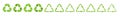 Solid green recycle triangle arrow symbols set