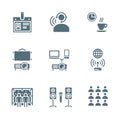 Solid grey color conference concept icons