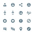 Solid grey various social network actions icons set