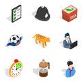 Solid health icons set, isometric style Royalty Free Stock Photo