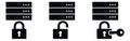 Solid icon server security set featuring locked and unlocked padlocks with a key for data protection Royalty Free Stock Photo