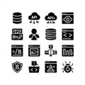 API, Cloud Computing and Web Development Solid Icons Set Royalty Free Stock Photo