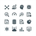 Artificial Intelligence and Data Analytics Solid Icons Set for Business Technology Royalty Free Stock Photo