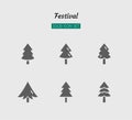 Solid icon symbol set, festival celebration, christmas, new year, tree, Isolated flat silhouette vector design Royalty Free Stock Photo