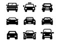 Solid icons Black Car front set Royalty Free Stock Photo