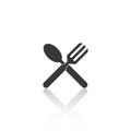 Solid icons for fork and spoon tools,shadow,vector illustrations Royalty Free Stock Photo