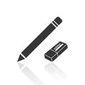 Solid icons for pencil and rubber,vector illustrations Royalty Free Stock Photo