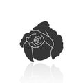 Solid icons for rose flower and shadow,vector illustrations Royalty Free Stock Photo