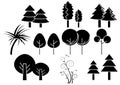 Solid icons set. trees,vector illustrations Royalty Free Stock Photo