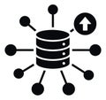 Solid illustration of a database network depicting data upload and connectivity for technology concepts Royalty Free Stock Photo