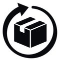 Solid illustration of a delivery box depicting a circular arrow for shipping and return services Royalty Free Stock Photo