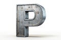 Industrial metal alphabet letter P on white background 3d Royalty Free Stock Photo