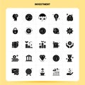 Solid 25 Investment Icon set. Vector Glyph Style Design Black Icons Set. Web and Mobile Business ideas design Vector Illustration Royalty Free Stock Photo