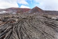 Solid lava plain near active volcano Tolbachik, Kamchatka, Russia