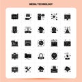 Solid 25 Media Technology Icon set. Vector Glyph Style Design Black Icons Set. Web and Mobile Business ideas design Vector Royalty Free Stock Photo