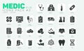 25 Solid Medic Icons Pack #2, Vector Medical Icons Set