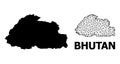 Solid and Mesh Map of Bhutan Royalty Free Stock Photo
