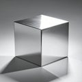 Solid Metal Cube on a Reflective Surface Royalty Free Stock Photo