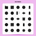 Solid 25 Multimedia Icon set. Vector Glyph Style Design Black Icons Set. Web and Mobile Business ideas design Vector Illustration Royalty Free Stock Photo