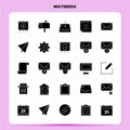 Solid 25 Multimedia Icon set. Vector Glyph Style Design Black Icons Set. Web and Mobile Business ideas design Vector Illustration Royalty Free Stock Photo