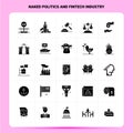 Solid 25 Naked Politics And Fintech Industry Icon set. Vector Glyph Style Design Black Icons Set. Web and Mobile Business ideas