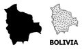 Solid and Network Map of Bolivia Royalty Free Stock Photo