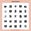 Solid 25 Online Shopping Icon set. Vector Glyph Style Design Black Icons Set. Web and Mobile Business ideas design Vector Royalty Free Stock Photo