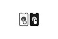 solid and outline icon of touchscreen Royalty Free Stock Photo