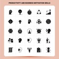 Solid 25 Productivity And Business Motivation Skills Icon set. Vector Glyph Style Design Black Icons Set. Web and Mobile Business Royalty Free Stock Photo