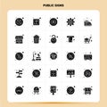 Solid 25 Public Signs Icon set. Vector Glyph Style Design Black Icons Set. Web and Mobile Business ideas design Vector Royalty Free Stock Photo