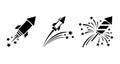 Firework Rockets Silhouette Set, New Year 2026 Pyrotechnic Icons Royalty Free Stock Photo