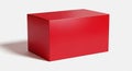 A simple solid red rectangular prism box casting a soft shadow on a clean white background Royalty Free Stock Photo
