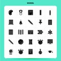 Solid 25 School Icon set. Vector Glyph Style Design Black Icons Set. Web and Mobile Business ideas design Vector Illustration Royalty Free Stock Photo