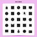Solid 25 Seo & Media Icon set. Vector Glyph Style Design Black Icons Set. Web and Mobile Business ideas design Vector Illustration Royalty Free Stock Photo