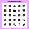 Solid 25 SEO web and advertising media Icon set. Vector Glyph Style Design Black Icons Set. Web and Mobile Business ideas design Royalty Free Stock Photo