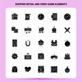 Solid 25 Shoping Retail And Video Game Elements Icon set. Vector Glyph Style Design Black Icons Set. Web and Mobile Business ideas