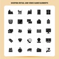 Solid 25 Shoping Retail And Video Game Elements Icon set. Vector Glyph Style Design Black Icons Set. Web and Mobile Business ideas