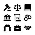 Solid Silhouette Legal System and Law Related Item Icon Collection Royalty Free Stock Photo