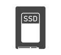 Solid-state drive bold black silhouette icon isolated on white. SSD pictogram.