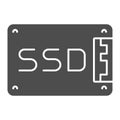 Solid state drive solid icon. Data memory storage, hard drive symbol, glyph style pictogram on white background Royalty Free Stock Photo