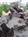 Solid stone is the material for making house foundations Royalty Free Stock Photo