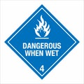 Hazardous HAZMAT Material Label IATA Transportation Subclass 4.3: Dangerous when wet