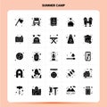 Solid 25 Summer Camp Icon set. Vector Glyph Style Design Black Icons Set. Web and Mobile Business ideas design Vector Illustration Royalty Free Stock Photo